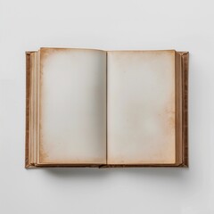 open old book with blank pages isolated on white background