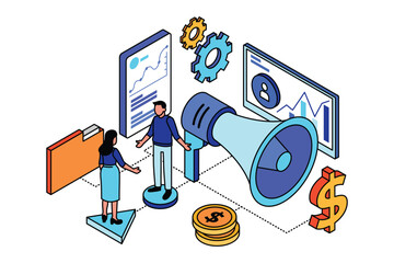 Business Digital Marketing Concept Isometric