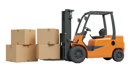 Isolated Orange Forklift