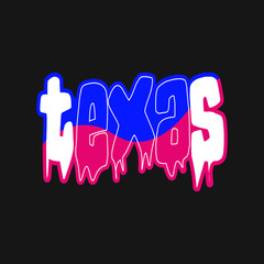 Texas text typography in graffiti style