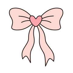 Cute bow, isolated cartoon festive object. Hand drawn vector illustration in flat style.