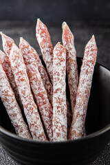 Sausage aperitif salami meat natural food dish organic product fresh tasty gourmet food background...