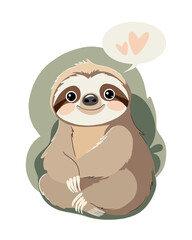 A cute sloth with hearts, transparent, illustration, artwork


