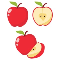 cartoon apple vector set illustration