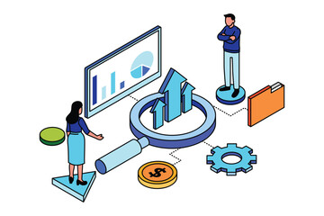 Business Marketing Research Concept Isometric