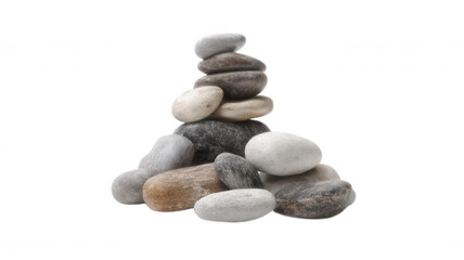 River Rocks Stacked in Zen Style Photorealistic Transparent Background