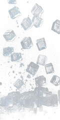 Realistic falling ice cubes on a transparent background. High-resolution PNG with clean edges and clear frozen texture.