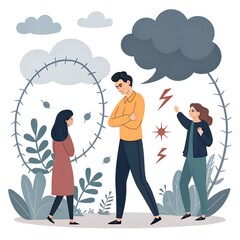Toxic people or person concept. The behavior of individuals who speak negatively and insult others. People to avoid or not associate with. Pessimistic individuals.