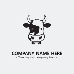 Cow illustration black and white for logo company vector image
