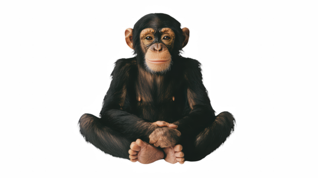 a monkey sitting with a on a transparent background, PNG image, PNG file, Generative art.