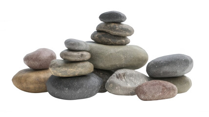 Zen Rock Stacking on River Stones Realistic Style Transparent Background
