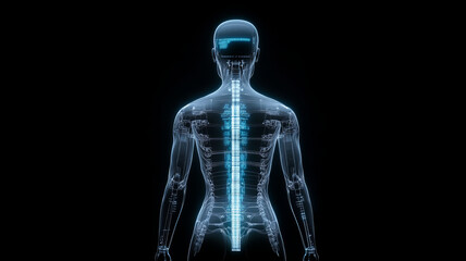 highly detailed artistic representation of human spine and nervous system, showcasing anatomy