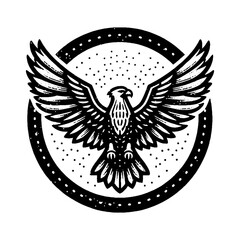 Obraz premium Simple Golden Eagle Flying Vector Design – Vintage Logo & Retro Illustration