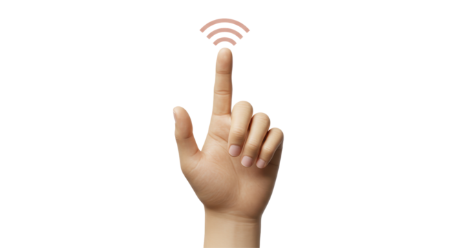 Isolated Hand Touching Wifi Symbol