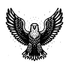Obraz premium Simple Golden Eagle Flapping Its Wings Vector Design – Vintage Logo & Retro Illustration