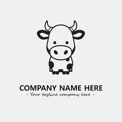 Cow illustration black and white for logo company vector image
