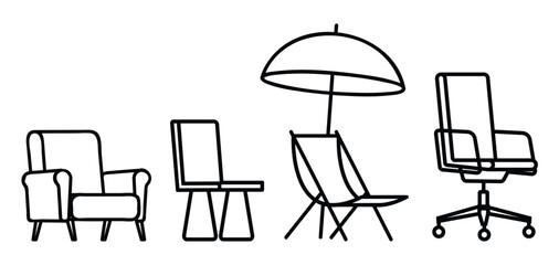 Simple Line Art Collection of Chair Icons