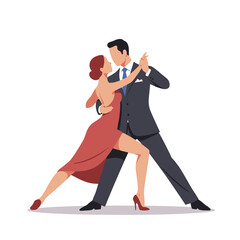 Couple in a passionate tango dancing against a minimalistic background  