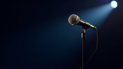 Obraz premium Innovative Song Contest Microphone: Sleek Design & Superior Audio Capture for Premier Live Event Production - Photo Stock Concept