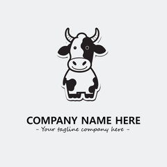 Cow illustration black and white for logo company vector image
