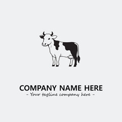 Cow illustration black and white for logo company vector image
