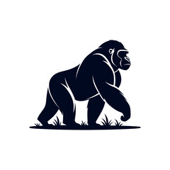 Obraz premium gorilla silhouette logo vector line art logo design