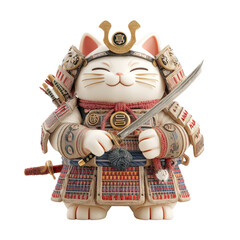 Japanese Samurai Cat in Ornate Armor