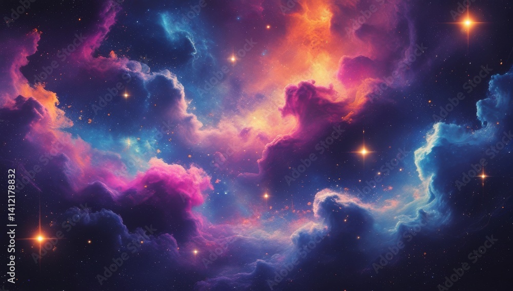 Wall mural Cosmic abstract with galactic dust and stars.