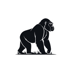 gorilla silhouette logo vector line art logo design