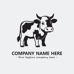 Cow illustration black and white for logo company vector image
