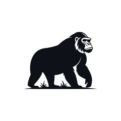 gorilla silhouette logo vector line art logo design