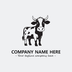 Cow illustration black and white for logo company vector image
