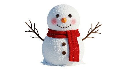 Isolated Snowman with Red Scarf