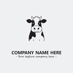 Cow illustration black and white for logo company vector image
