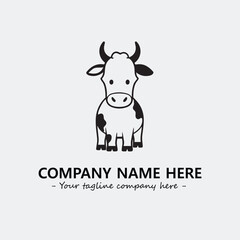 Cow illustration black and white for logo company vector image
