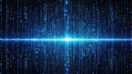 Shiny blue fiber optics technology design with bright light spots and motion lines