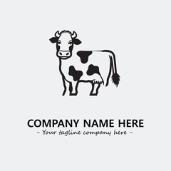 Cow illustration black and white for logo company vector image
