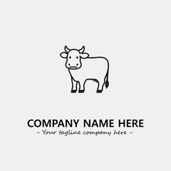 Cow illustration black and white for logo company vector image
