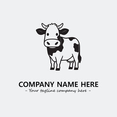 Cow illustration black and white for logo company vector image
