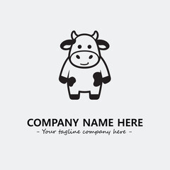 Cow illustration black and white for logo company vector image
