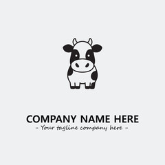 Cow illustration black and white for logo company vector image

