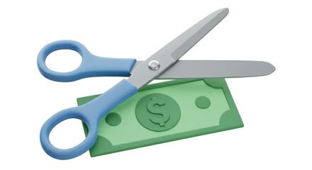 Isolated Scissors Cutting Money