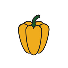 yellow bell pepper capsicum black thin vector icon on white background