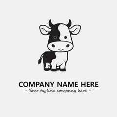 Cow illustration black and white for logo company vector image
