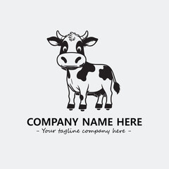 Cow illustration black and white for logo company vector image
