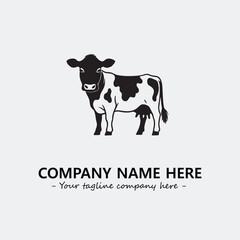 Cow illustration black and white for logo company vector image
