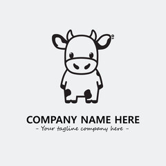 Cow illustration black and white for logo company vector image
