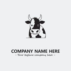 Cow illustration black and white for logo company vector image
