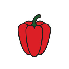 red bell pepper or capsicum isolated vector icon on white background