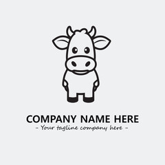 Cow illustration black and white for logo company vector image
